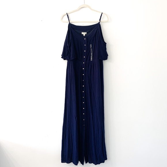 Maison Jules Dresses & Skirts - Maison Jules Navy Button Front Maxi Dress NWT